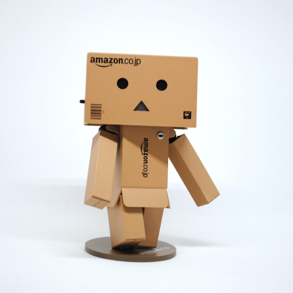  An Amazon cardboard box character 